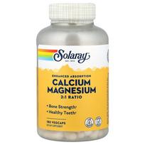 Solaray Calcium Magnesium 2:1 Ratio Veggie Capsules, 180 Tablets 180 pcs - 1 ea