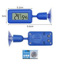 Reptile Thermometer Hygrometer 360° Rotation Suction Luminous Digital Temperature Pet Lizards Feeding Box Aquarium Temperature mėlyna