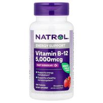 Natrol Vitamin B-12 Fast Dissolve Maximum Strength Strawberry Flavor 5000mg 100 Tablets 100 pcs - 1 ea