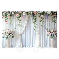 Birthday, Wedding and Engagement Party Backdrop Fabric, Luxurious Curtains, Gauze Drapes, Flowers, Photo Backdrop Fabric 1.2m wide x0.8m high