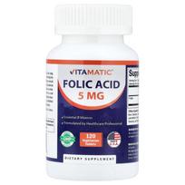 iHerb folio rūgštis 5 mg vegetariškos tabletės, 120 vnt.