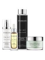 SYMBIOSIS Valomasis micelinis vanduo (200 ml), atgaivinamasis/stangrinantis serumas (30 ml), veido aliejus brandžiai odai (30 ml) ir kt.
