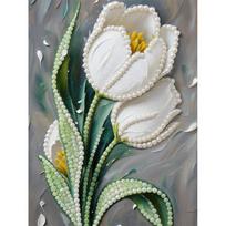 DIY Pearl Painting Set Lily Pattern Home Decoration Handmade Sticky Diamond Creative Canvas Pearl Art Painting Crafts Perfect Gift 30x40cm