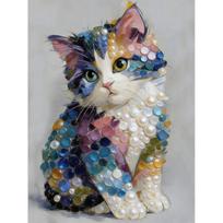 DIY Pearl Painting Set Little Cat Pattern Home Decoration Handmade Sticky Diamond Creative Canvas Pearl Art Painting Crafts Perfect Gift 30x40cm