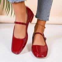 Mary Jane batai moterims Nauji madingi moteriški viengubi batai vidutinio kulno Minkšti ir patogūs raudoni baleto batai Zapatos De Mujer 35 raudona