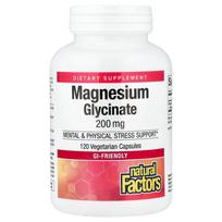 Natural Factors Magnesium Glycinate 200mg Vegetarian Capsules 120 Tablets 120 pcs - 1 ea
