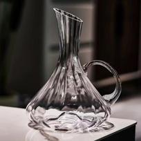 Shangqi Ribbed Crystal Glass Wine Decanter with Handle