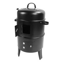 Rūkykla kepsninė Vertikali rūkykla Vertikali anglies rūkykla 3 viename 3 sluoksnių grotelės Kepsninė rūkykla BBQ grotelės su termometru maisto gaminimui juoda