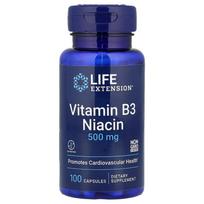 Life Extension Niacin Vitamin B3 500mg, 100 Capsules