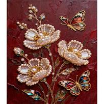 Pearl Painting Kit Flowers and Butterflies Theme Frameless Handicraft DIY Bedroom Decoration Living Room Wall Art Room Decoration Art Craft Decoration 30x40cm