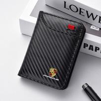 Anglies pluošto automobilio vairavimo dokumentų, ID, paso, piniginės, kortelių dėklo dėklas, skirtas Porsche 911 Cayenne 918 Pajun 718 Panamera Macan priedams juoda