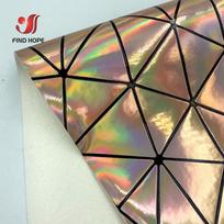 A5 A4 Laser Hologram PU Faux Leather Fabric Geometric Polygon texture for Bag Bow Craft DIY Jewelry Clothing Sewing Material A5 20cm x15cm rožinio aukso spalvos