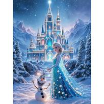 Disney Ledo šalis Elsa Ledo pilis Pasidaryk pats Namų dekoravimas Dirbtinio akmens tapyba Paveikslas Meno kūrinys 35x45cm