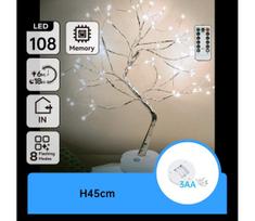 Aigostar - LED Kalėdinė dekoracija 108xLED/3xAA/8 režimų 45cm šaltai balta