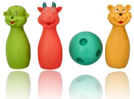 Lavinimo žaislas Hencz Toys Bowling Pins, įvairių spalvų, 4 vnt.