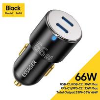 Automobilinis įkroviklis Essager Fan juodas 66W (2xPD)