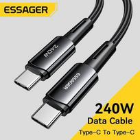 USB laidas Essager Ultra tamsiai pilkas Type-C / Type-C 100cm (iki 240W!!!)