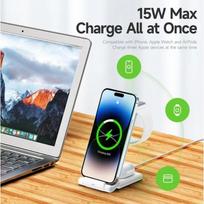 Belaidis įkroviklis Dux Ducis W10-A 3in1 baltas 15W (skirtas iPhone / Apple Watch / Airpods)