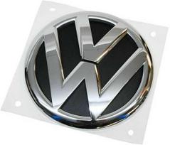 VAG VW CADDY MK3 TRANSPORTER T5 Chromuotas juodas galinis emblemos ženkliukas 2K5853630AULM originalus