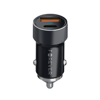 Forever CC-06 PD QC automobilinis įkroviklis 1x USB-C 1x USB 20W juodas + USB-C - USB-C kabelis 60W