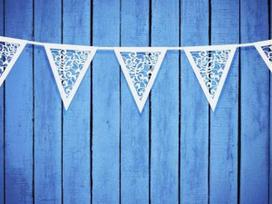 Party Deco Popierinė girlianda, trikampiai, perlas, 19,5 x 3 m universali