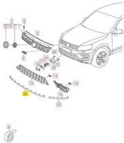 VAG Naujas originalus VW Touareg priekinis bamperis centrinis apatinis chromo apdailos elementas 7P68532452ZZ OEM
