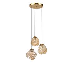 Pakabinama liustra CRISTAL su laidu 3xE14/15W/230V, žalvarinė / dūminė smėlio spalva