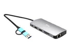i-tec USB 3.0 / USB-C / Thunderbolt 3x Display Metal Nano Docking Station 2x HDMI 1x VGA LAN Reader card 5x USB + Power Delivery 100W - Charging Station
