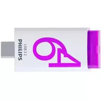PHILIPS USB-C 3.2 Gen 1 Flash Drive, Click Magic, Purple, 64GB