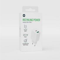 Forever perdirbtas sieninis įkroviklis USB + USB-C 20W LSR20-AC-00, baltas