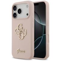 Guess Silikoninis didelis 4G užrašas dėklas iPhone 17 Pro - rožinis