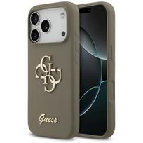 Guess Silikoninis didelis 4G užrašas dėklas iPhone 17 Pro Max - rudas