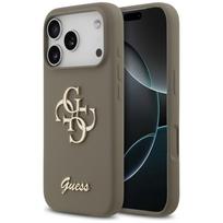 Guess Silikoninis didelis 4G užrašas dėklas iPhone 17 Pro - rudas