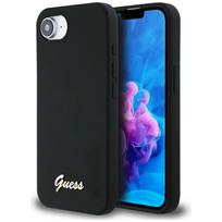 Guess Silicone Script Metal Logo MagSafe dėklas telefonui iPhone 16e - juoda