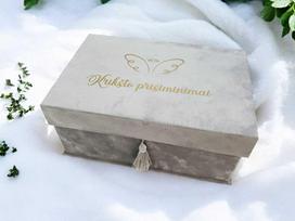 Veliūrinė dėžutė - krikštadėžė „Krikšto prisiminimai“