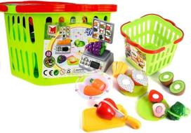 Parduotuvės žaislai, vaisių ir daržovių pjaustymo rinkinys Lean Toys Super Market, įvairių spalvų
