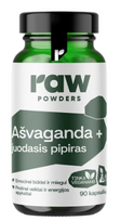 Raw Powders Ašvaganda + Juodasis Pipiras 90 kaps.
