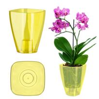 Gėlių vazono orchidėjų dangtis gėlių stovas plastikiniai augalai 9 cm geltona Kadax