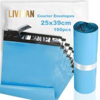 Polietileno plastikiniai savaime užsiklijuojantys kurjerių vokai - maišeliai LIVMAN LY-99, 25x39cm, 100 vnt. pakuotėje
