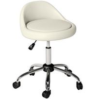 Reguliuojamas darbo taburetė su ratukais, 63-83 cm, baltas dirbtinė oda