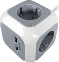 Prailgintuvas su 4 Schuko lizdais ir 2 Usb jungtimis, 1.4m, pilkas