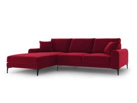 Minkštas kampas Mazzini Sofas Madara, veliūras, raudonas/juodas, Kairinis variantas
