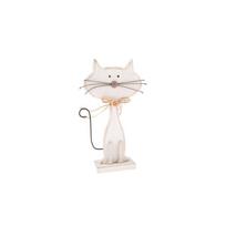 Balta medinė katės formos dekoracija Dakls Cats, 18 cm aukščio