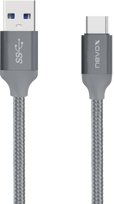 Nevox USB 3.2 Gen 1 Cable, USB-A to USB-C (gray, 2 meters, sleeved)