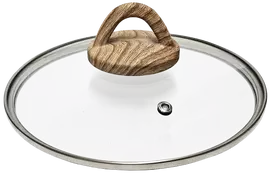 KETLER Vāks stikla Amber 20cm, ar koka imitācijas rokturiEnglish: 20cm Amber glass lid with a wood-look handle