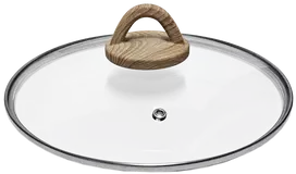 KETLER Vāks stikla Amber 24cm, ar koka imitācijas rokturiEnglish: 24cm Amber glass lid with a wood-look handle