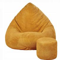 Sėdmaišis su pufu Mega Dot Velour XL, 90x120 cm, garstyčių spalvos