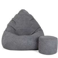 Sėdmaišis su pufu Mega Dot Velour XL, 90x120 cm, tamsiai pilkas
