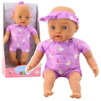 Kūdikio lėlė su violetiniu bodžiu ir lankeliu 31 cm