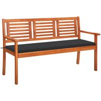 Trivietis sodo suoliukas su pagalve 150cm eukalipto masyvas